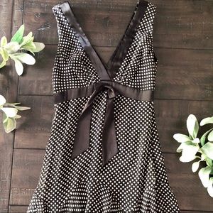 SOLD - Knee Length Flutter Silk Polka Dot Dress